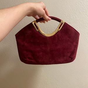 Vintage burgundy suede hand bag